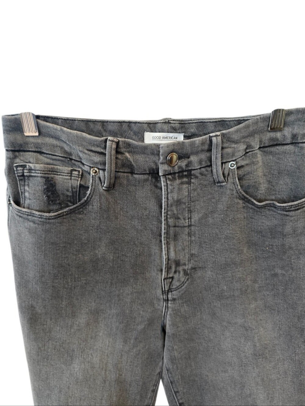 Good American High Rise Slim Straight Faded Black Jeans 29 - Picture 2 of 7